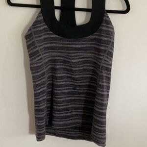 Lululemon Athletica Fitted Ribbed Gray and Black Tank Top